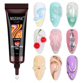 MIZHSE 5D Sculpting Gel for Nails, Clear 3D Nail Art 15g, Carving Molding Drawing Building Sculpture Gel for Design Decoration Soak Off Manicure Home DIY