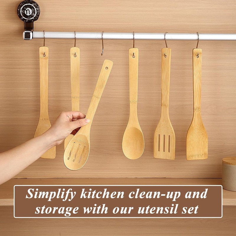 Berglander Wooden Kitchen Utensils Set 6 Pcs, Cooking Utensil Sets，