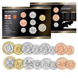 God Save The Queen Guernsey 8 Uncirculated Coin Set 1p 2p 5p 10p 20p 50p 1 2