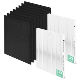 HSIAMEN D360 Filter Replacement D3 Compatible with Winix D360 Air Purifier, Part # 1712-0101-02, 2 H13 True HEPA Filter with 8 Activated Carbon Filter