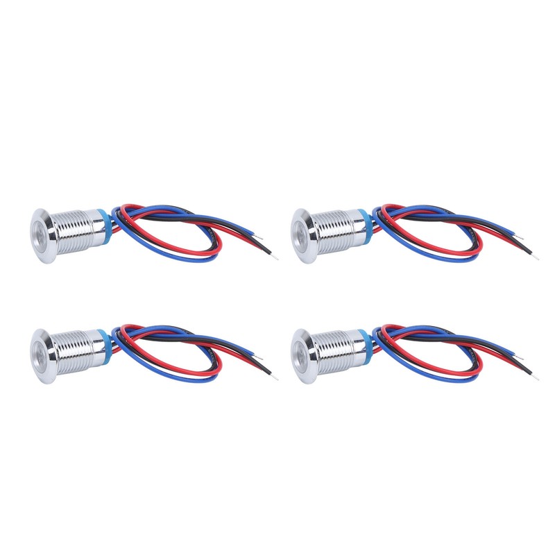 4 Sets PreWired Round LEDs Waterproof 2Color Indicator Lights Common