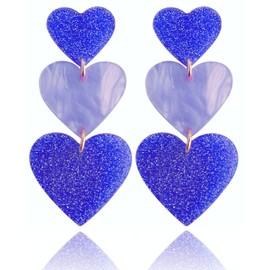 SKIRIFLA Love Heart Earrings for Women, Hot Pink Red Heart Earrings Jewelry for Women, Mother's Day Valentine's Day Love Gifts,Cute Acrylic Lightwight Earrings Statement, Brass, No Gemstone