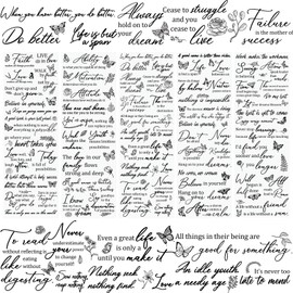 WANDIC 5 Sheets Rub On Transfer Stickers Butterfly Decals Black Inspiration Word Stickers Furniture Windows Craft Decals for Home Office,11.8 * 3.9in