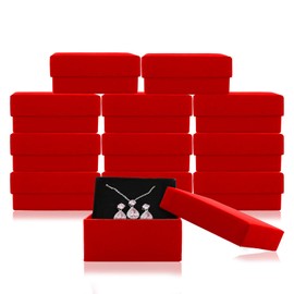 Necklace Earring Ring Box Gift Box,12 Pieces Square Cardboard Jewelry Gift Boxes,Cotton Filled Cardboard Paper Jewelry Box Gift Case (2.75x2.75x1 Inches) (Red)