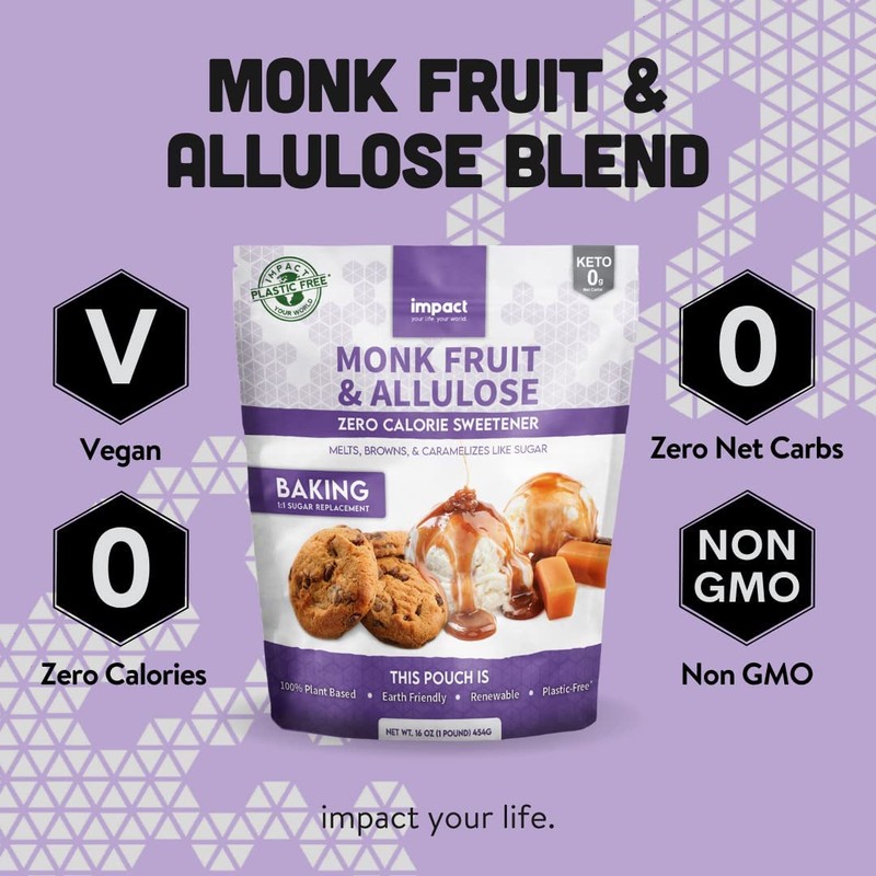 Monk Fruit Allulose Sweetener, Zero Calorie Blend, Keto Friendly Sugar