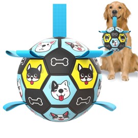 ZestPulse 7" Dog Toy Soccer Ball with Straps, Herding Ball for Dogs, Outdoor Interactive Dog Toy, Dog Fetch Toy, Ideal for Medium & Large Dogs, Great Puppy Birthday Gifts