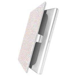 HAIKING Business Card Holder, 1 PCS Bling Pocket Metal Card Case for Id Card, Credit Card, Driving License (Silver)