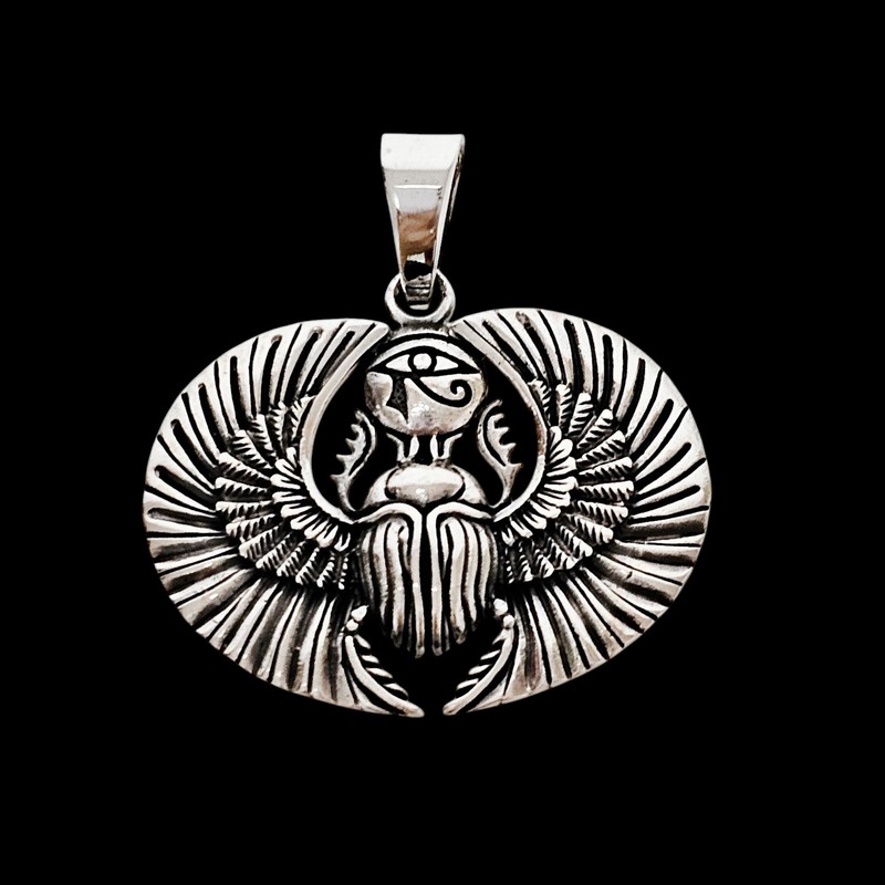 Treasure Bay 925 Sterling Silver Egyptian Winged Scarab Beetle Eye