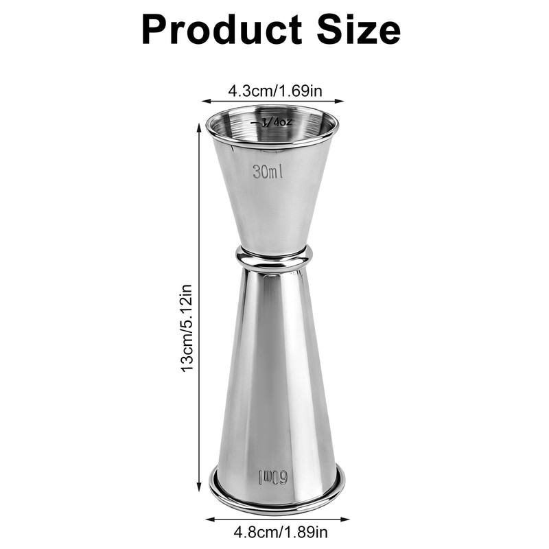 2pcs 2oz & 1oz Dual Jigger for Bartending, Stainless Steel
