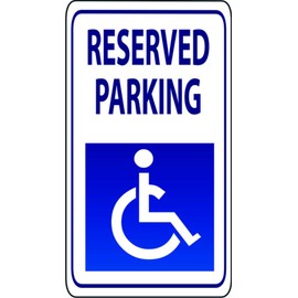Reserved Parking Disabled Road Disability Obstacle Wall Decal Sticker - Size: 10 Inch x 18 Inch