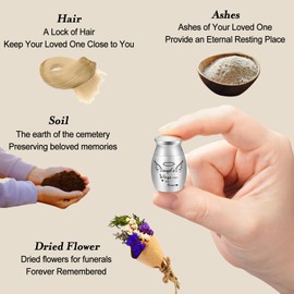 Dletay Small Keepsake Urns for Human Ashes Heart Shaped Box Mini Cremation Urns for Women Men 1.2 Inches Memorial Funeral Urn-Angel's Wing Carry You Home