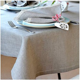 Linen & Cotton Florence Luxury Tablecloth with Hemstitch - 100% Linen