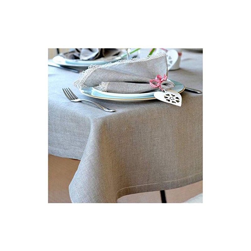 Linen & Cotton Florence Luxury Tablecloth with Hemstitch - 100%