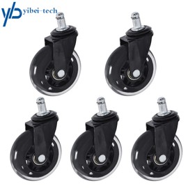 Oasis Set of 5 3 inch Office Chair Caster Rubber Swivel Wheels Replacement Heavy Duty