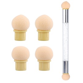 Ombre Nail Brush, Sponge Nail Brush, Nail Art Brushes with 4 Pcs Replacement Head, Double Head Sponge Nail Design Accessories, for Ombre Effect, DIY Nail Art Tool and Gradient Nail Design