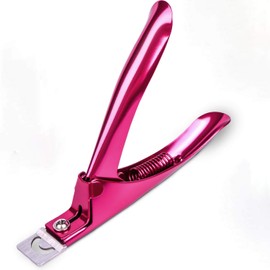 Apstour Elegant Violet Red Premium Adjustable Stainless Steel Artificial Acrylic Fake False Nail Tip Clipper Cutter Trimmer Manicure Pedicure Sharp Blade Clip Tool (Black 4pcs Set)