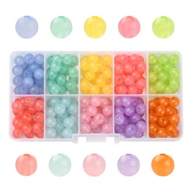 UR URLIFEHALL 250 Pcs 8mm Round Acrylic Beads Colorful Imitation Jelly Acrylic Beads with Hole for Bracelet Necklace Earrings