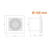 Bathroom / Wall Fan / Extractor Fan / Diameter 125