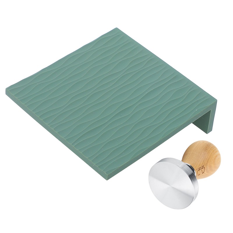 Coffee Tamper Set 58mm Beech Handle Coffee Hammer Embossed Tamping