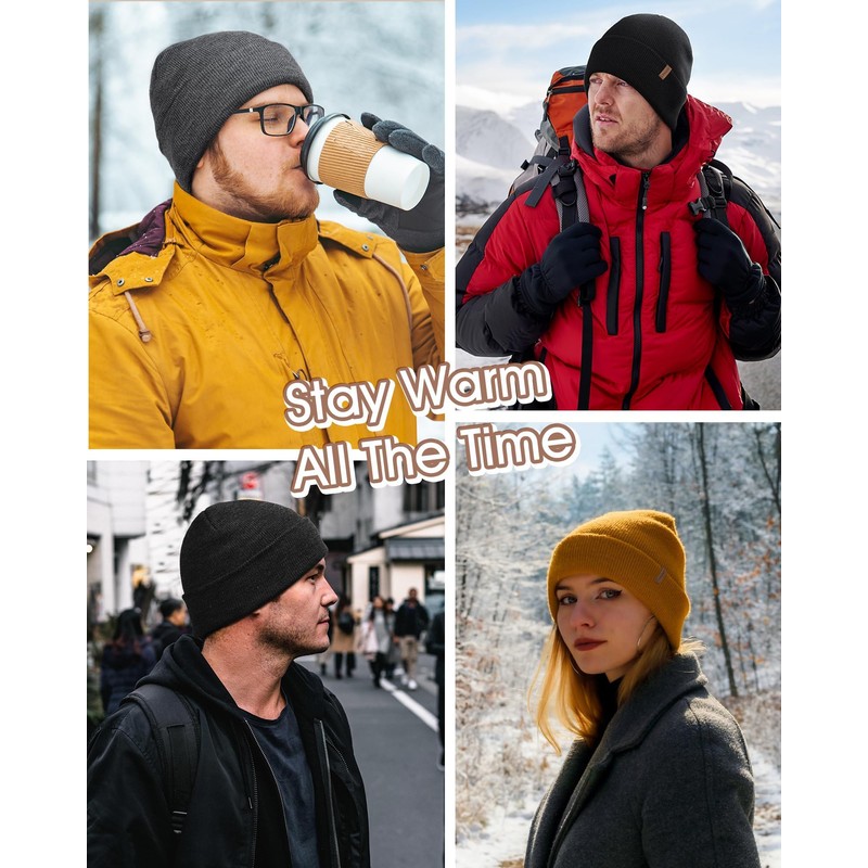 FURTALK Mens Beanie Fleece Lined Winter Hats Double Layered Stylish