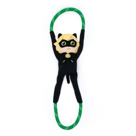 ZippyPaws Miraculous RopeTugz® Durable Extra Tough Squeaky Rope Dog Toy - Medium and Large Size Dogs - Cat Noir
