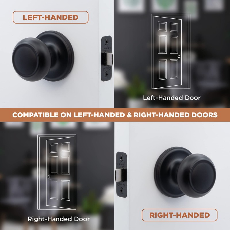 Copper Creek Black Door Knobs - Round Colonial Knob, 2
