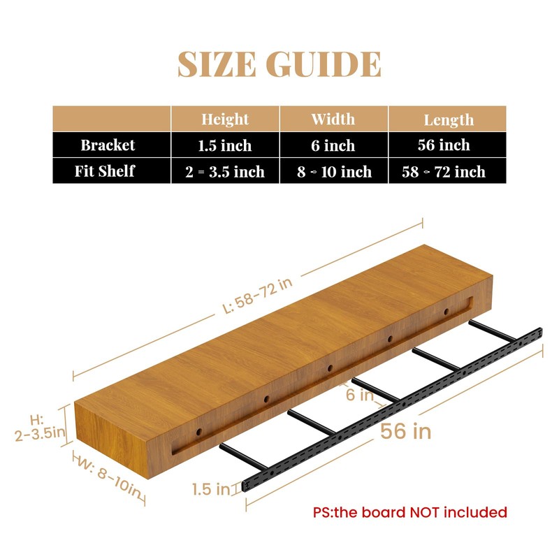 1 Pack Large Shelf Brackets Long Floating Shelf Bracket Invisible