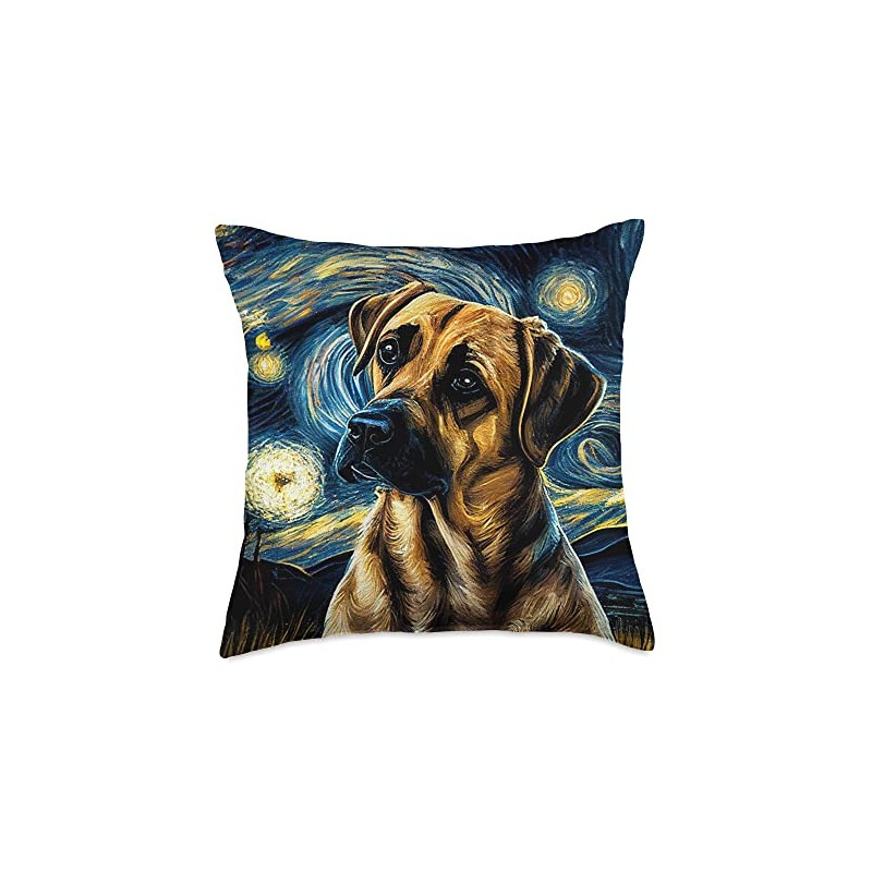 Black Mouth Cur in Starry Night Painting Dog Mom Dad