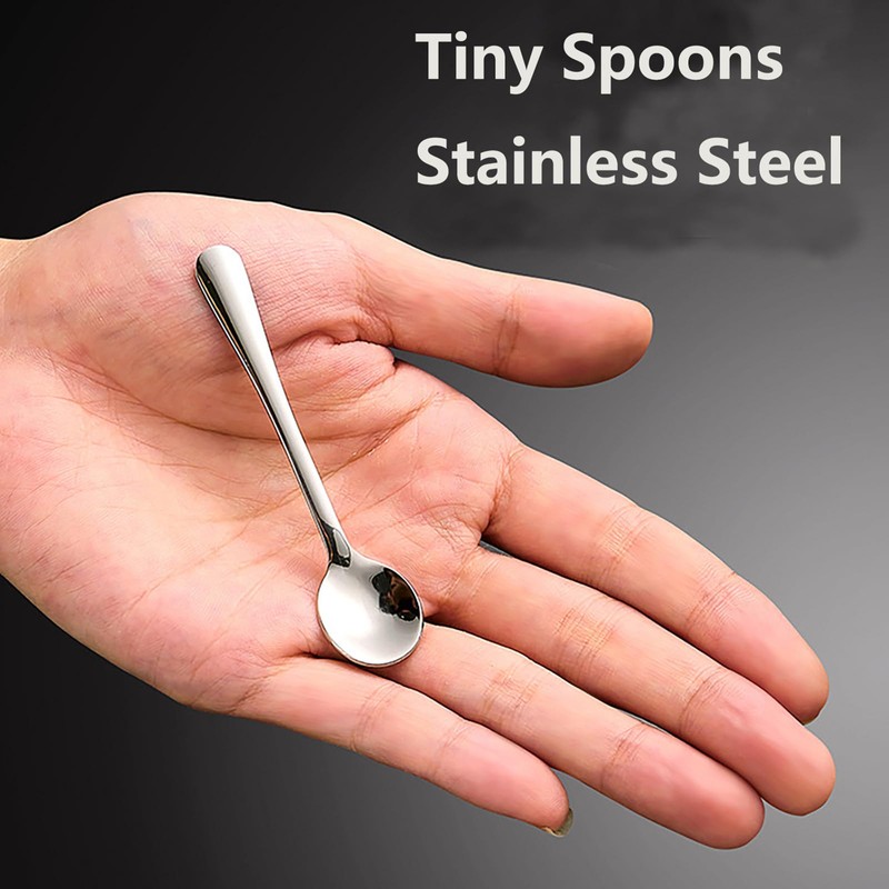 6 PCS Tiny Stainless Steel Spoons for Spices Jars, [Upgraded