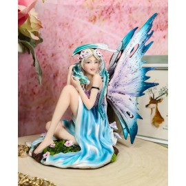 Ebros Water Elemental Fairy W/ Green Dragon Statue 7"H Whimsical Khaleesi Fairy