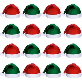 SATINIOR 16 Pieces Christmas Hat Bulk Santa Claus Hat Xmas Non Woven Fabric Hat for Christmas Adult(Green and Red, 12 x 16 Inch)
