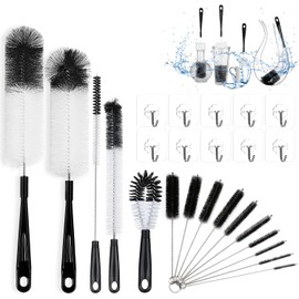 RENDIN 8 Piezas Cepillo para Lavar Popotes,para La Limpieza de Todo Tipo de Botellas,Tapones, Tarros,etc (Negro-25 Piezas)