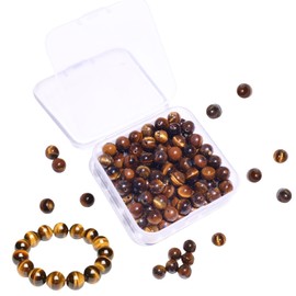 BLAESIFF 8mm Crystal Beads for Bracelets, 100pcs Natural Stone Bead Round Loose Beads for Jewelry Making, Earrings Necklace DIY(Tiger Eye)