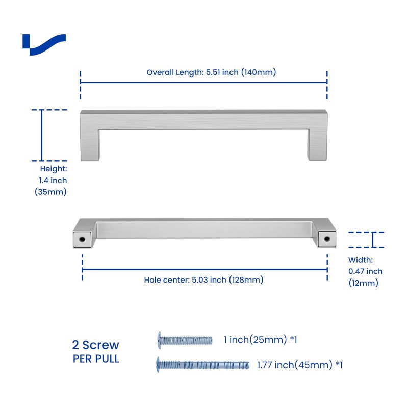 LONTAN 10 Pack Cupboard Door Handles 128mm Kitchen Door Handles
