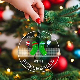 Pickleball Ornament, Pickle Ball Ornaments for Christmas Tree, Acrylic Sports Ornaments, Funny Pickleball Gifts for Women Men, Pickle Lover Gifts