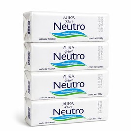 Jabón Neutro de Tocador Pack de 4 Piezas 200g c/u, Hipoalergénico para Piel Sensible, Uso Diario