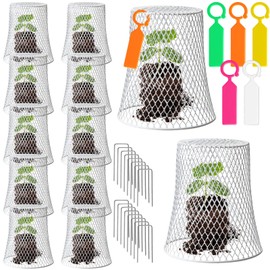 10 Pieces Chicken Wire Plant Covers - Heavy Duty Metal Garden Cloches for Protecting Plants from Bunnies, Squirrels, Birds and More (99in) (White)