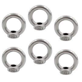 AUXBC 6PCS M10 Lifting Eye Nut, Stainless Steel Lifting Eye Threaded Nut Fastener, Hardware Ring Shaped Eye Bolt, 43mm/1.7inch OD