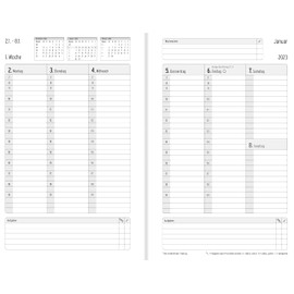 Chronoplan 50813 Book Calendar 2023, A5 Format (140 x 215 mm) with Hardcover Made of High-Quality Imitation Leather, Daily Planner (1 Day on 1 Page, with Magnetic Closure and Pen Holder), Black