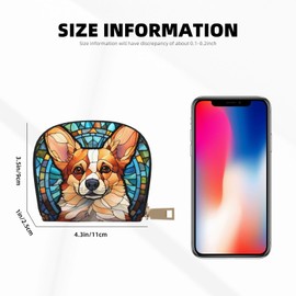 TOMASLINK Dog Credit Card Holder Wallets For Women, Small Damn Funny Dog Print Card Case Wallet With Zipper, Pu Leather Card Holder Wallet For Ladies Girls Boys Kids (Corgi-CHC)