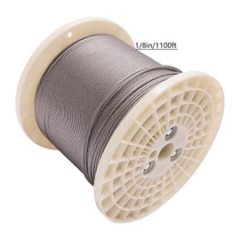 Deck Railing Cable, Stainless Steel Wire Rope, Braided Stainless Steel Cable with a 1/8-inch Diameter and 7 * 7 Strand Construction 316 Stainless Steel, Black Grey (1100ft)