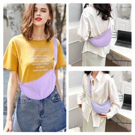 JENCVNL Nylon Crescent Bag for Women, Dumpling Bag Hobos Crossbody Bag Dumpling Crossbody Bag with Adjustable Shoulder Strap Chest Bag Shoulder Bag for Daily Use (Purple)