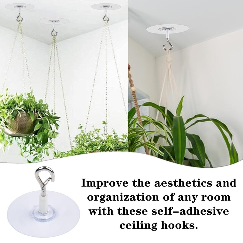 YTRUOYI 2 PCS Adhesive Ceiling Hook Sturdy Sticky Hook Heavy