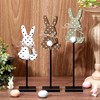 Burbell 3 Pcs Easter Bunny Table Decorations Wooden Bunny Tabletop