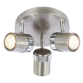 UKEW 3 Way Round Ceiling Light - Satin Stylish Home LED Spotlight with 50w Max GU10 Adjustable Heads Light Fixtures