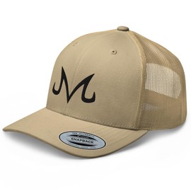 RIVEMUG Majin Buu Anime Trucker Hat Mid Crown Curved Bill Adjustable Cap Khaki