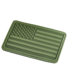 Hazard 4 (PAT-USA-L-GRN) US Flag Rubber 3D Velcro Morale Patch, Left Arm, OD Green