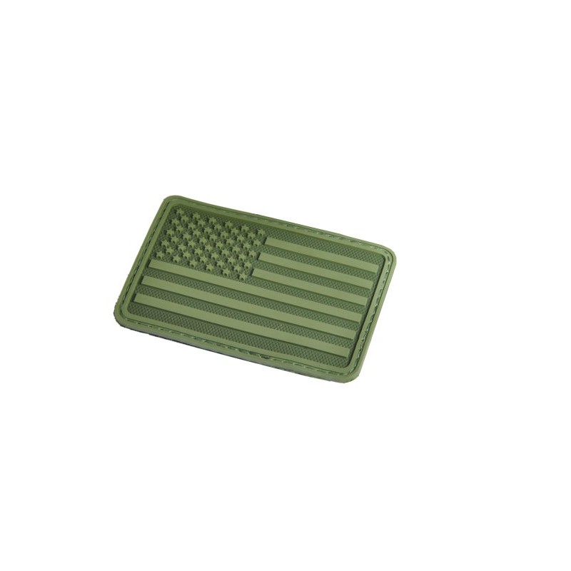 Hazard 4 (PAT-USA-L-GRN) US Flag Rubber 3D Velcro Morale Patch,