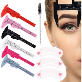 UNIVERSOENLINEA.COM Paquete 8pz Hilo Entintado Diseño Cejas Plantilla Mini Calibrador Varnier Regla Cejas Mapa Mapping Diseño Microblading Cepillitos Diseño Cejas Microblading Paquete