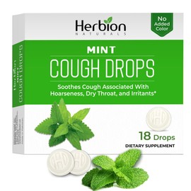HERBION Naturals Cough Drops with Mint Flavor, Soothes Cough, for Adults and Children Over 6 Years, 18 Drops, No Artificial Flavor, No Added Color
